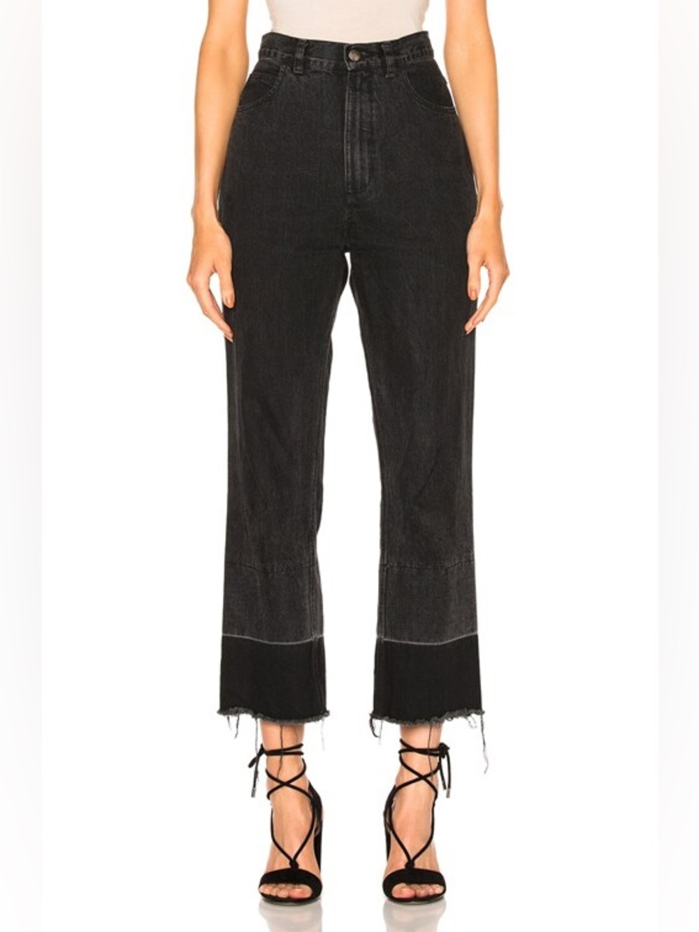 New! Rachel Comey Black Slim Region Straight Jeans Raw Hem 🖤 size 2
